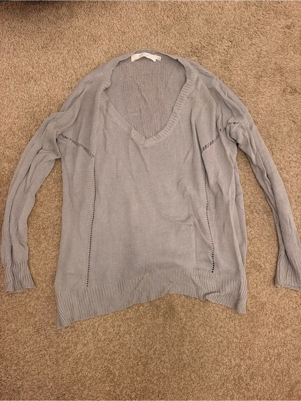 Astr Light Gray V-Neck Knit Sweater